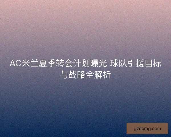 AC米兰夏季转会计划曝光 球队引援目标与战略全解析